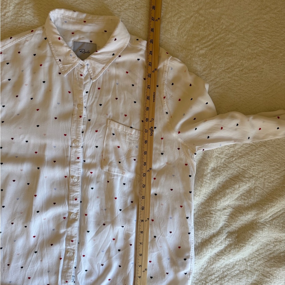 Rails Rocsi Heart print 100% rayon shirt - Picture 11 of 12